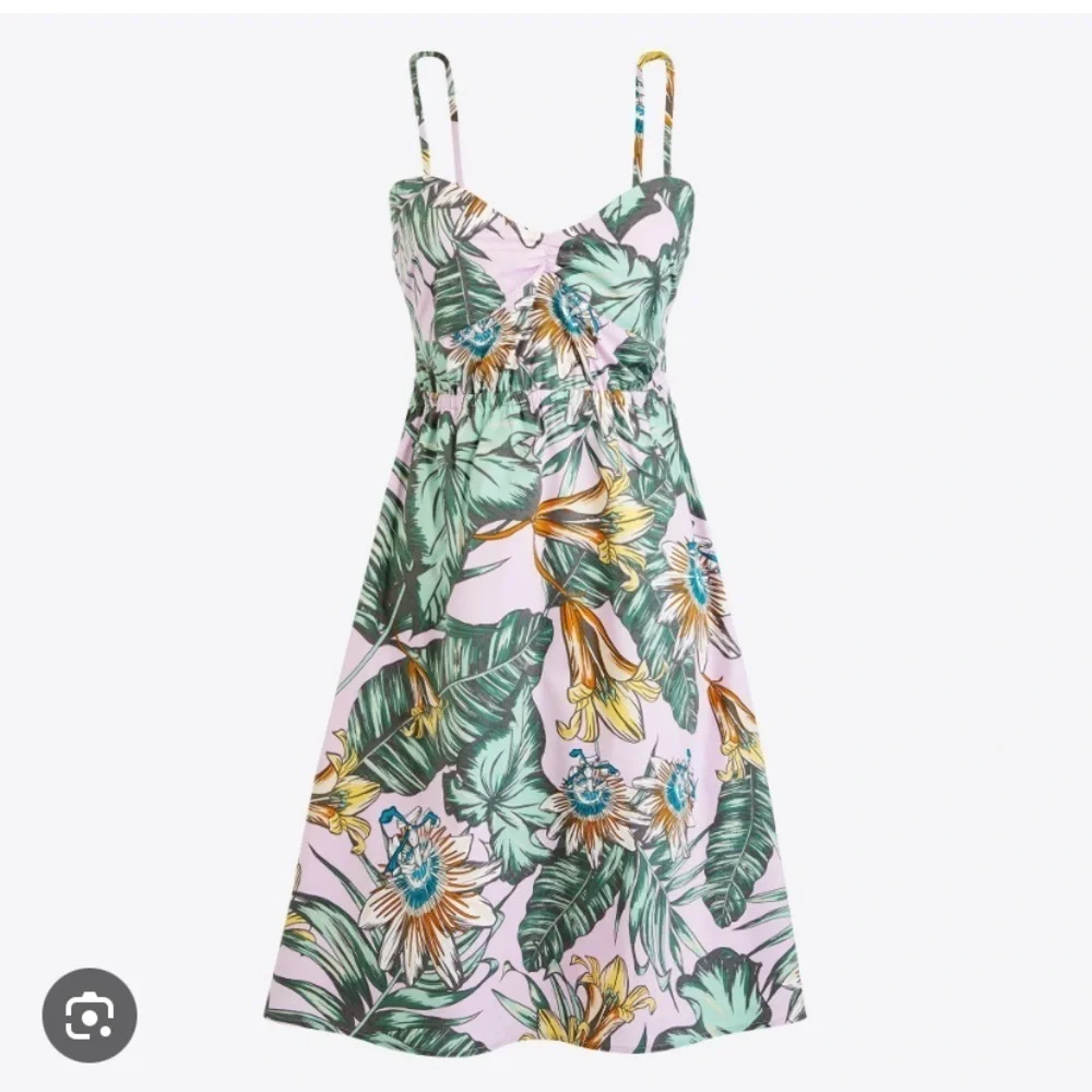 J Crew printed poplin floral print dress green pink 22590